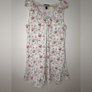 Lauren Ralph Lauren LRL Floral Sleeveless Nightgown Sz L Ruffle Neckline White